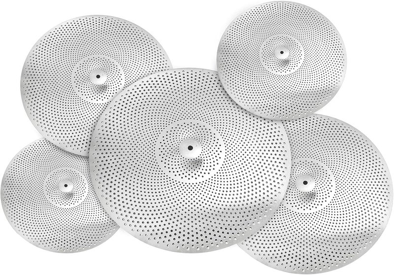 Youeon 5 Piece Low Volume Cymbal Pack Includes 14"Hi Hat + 16"Crash + 18"Crash + 20"Ride, Durable Stainless Steel, Practice Cymbals for Quiet Drumming Session - Image 5